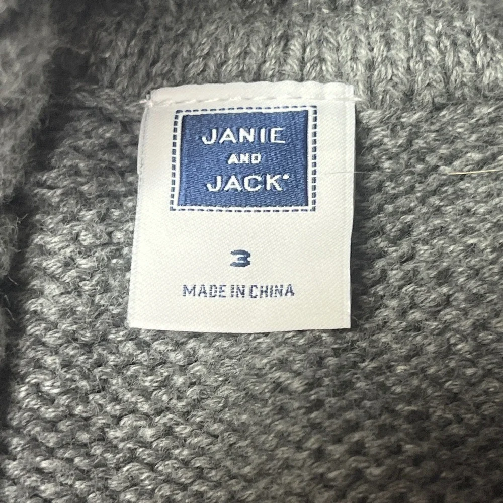 Janie and Jack‎ Kids Gray Fair Isle Belted Shawl Collar Cardigan Sweater Size 3